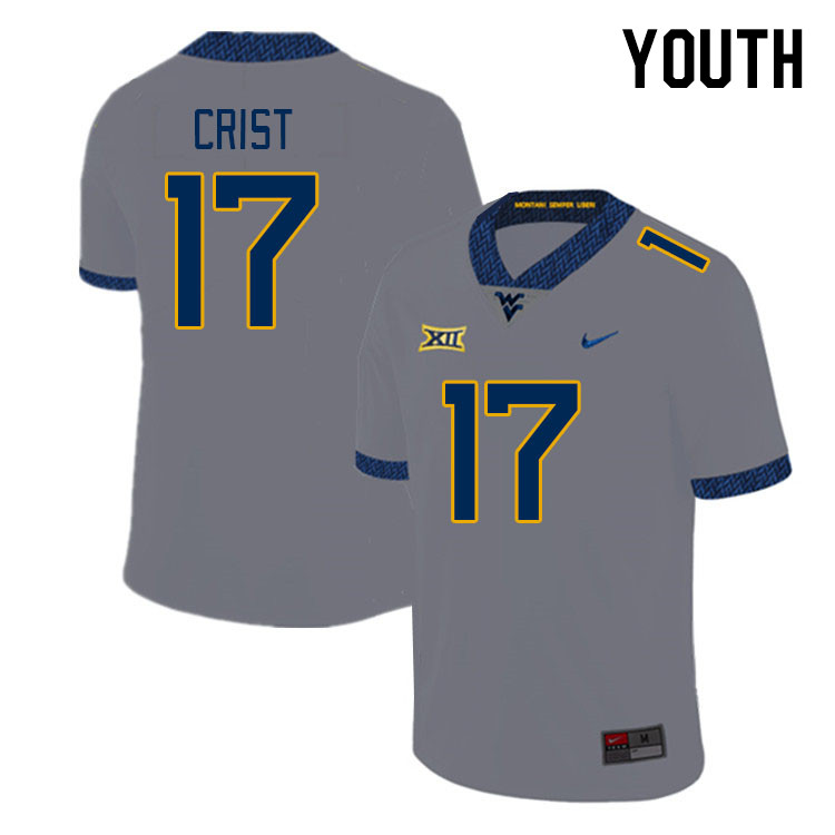 Youth #17 Jackson Crist West Virginia Mountaineers College Football Jerseys Stitched Sale-Gray